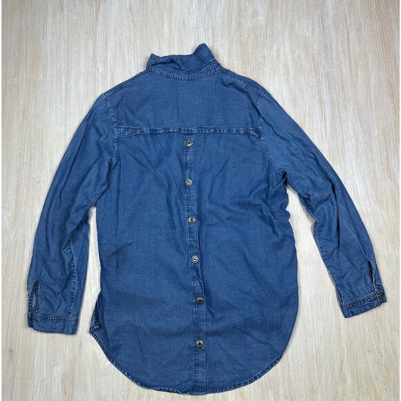 Neon Buddha Button Down Long Sleeve Chambray Denim Classic Casual Shirt Large - Picture 6 of 16
